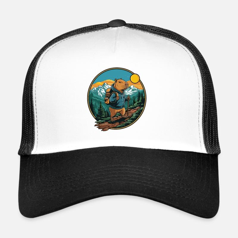 Randonnée de camping en montagne à Capybara mignonne Casquette trucker 