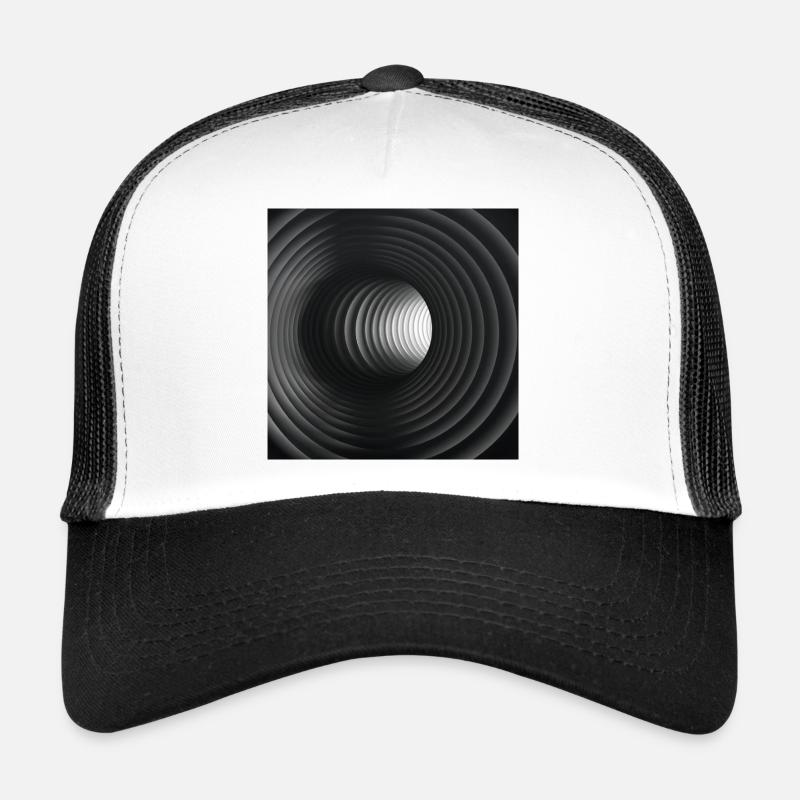 Tunnels concentriques noir et blanc Casquette trucker 
