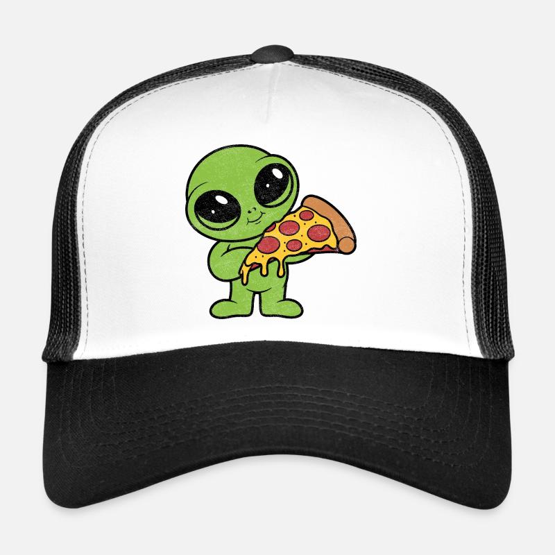 Extraterrestre mignon avec une part de pizza Fan de pizza Casquette trucker 