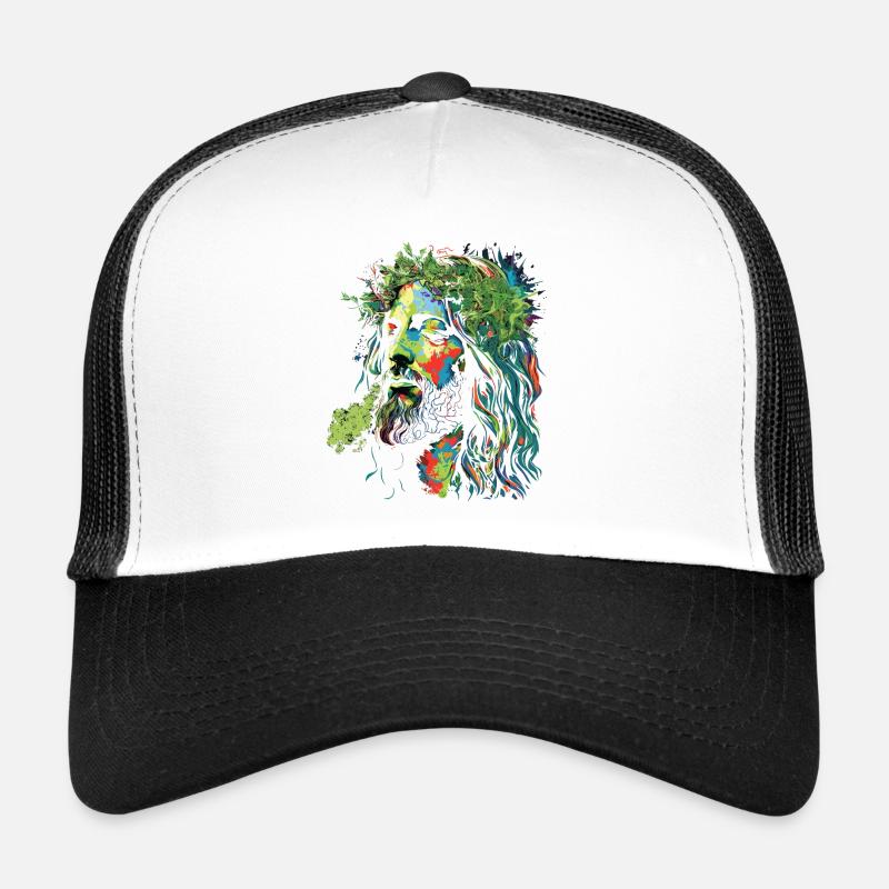 Explosion des couleurs rastafari de Jésus - Casquette trucker  - blanc/noir