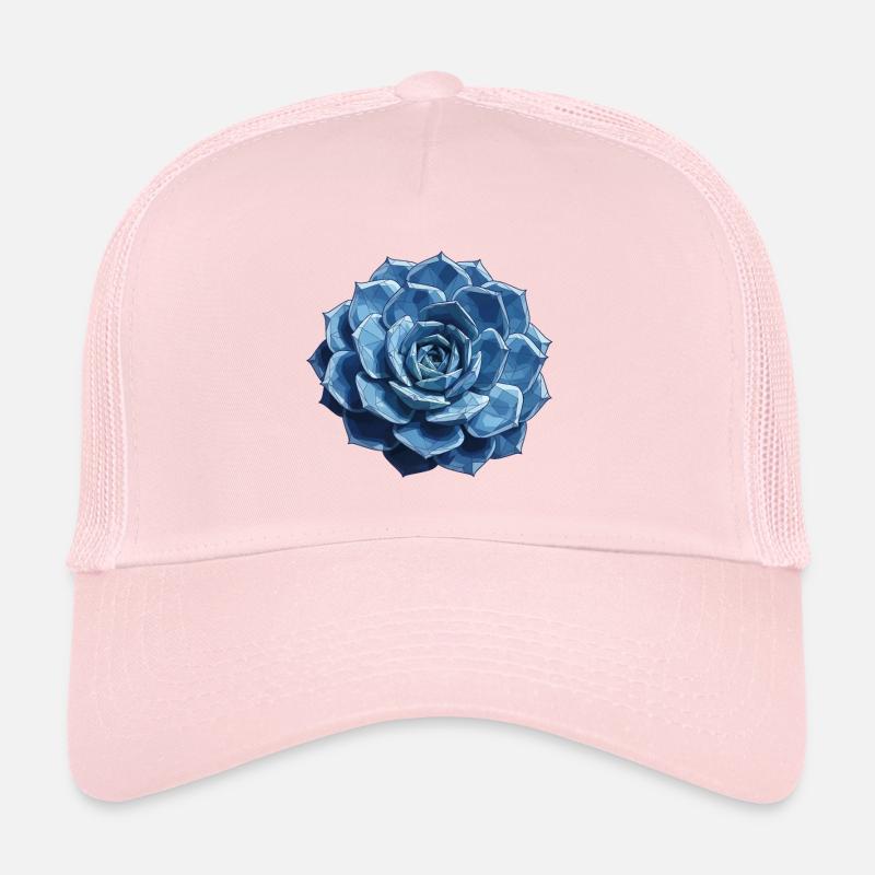 Blue Geometric Rosette Trucker Cap