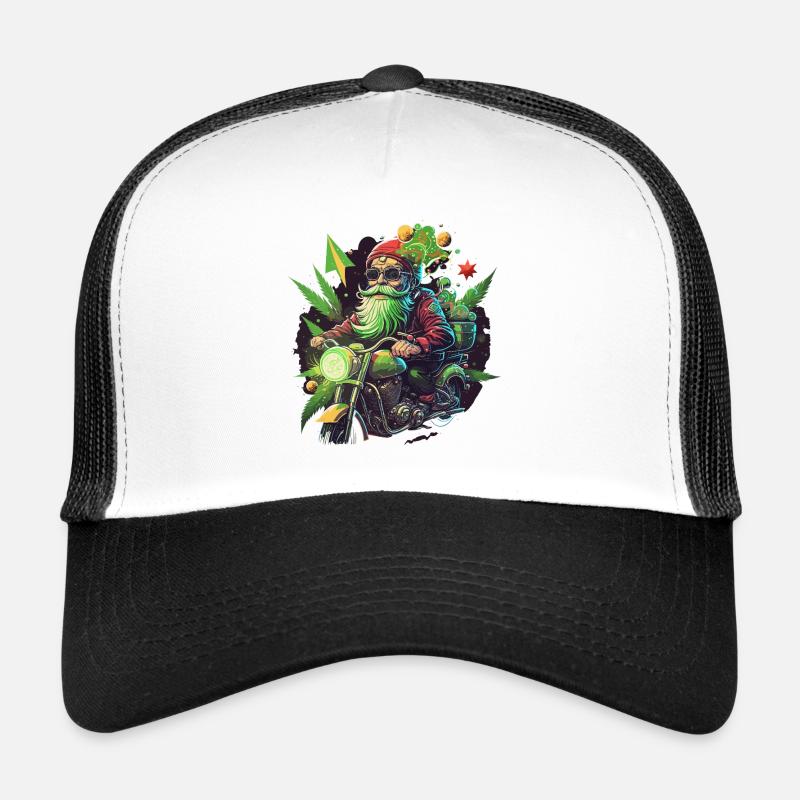 Nain motard avec des feuilles d’herbe Casquette trucker 