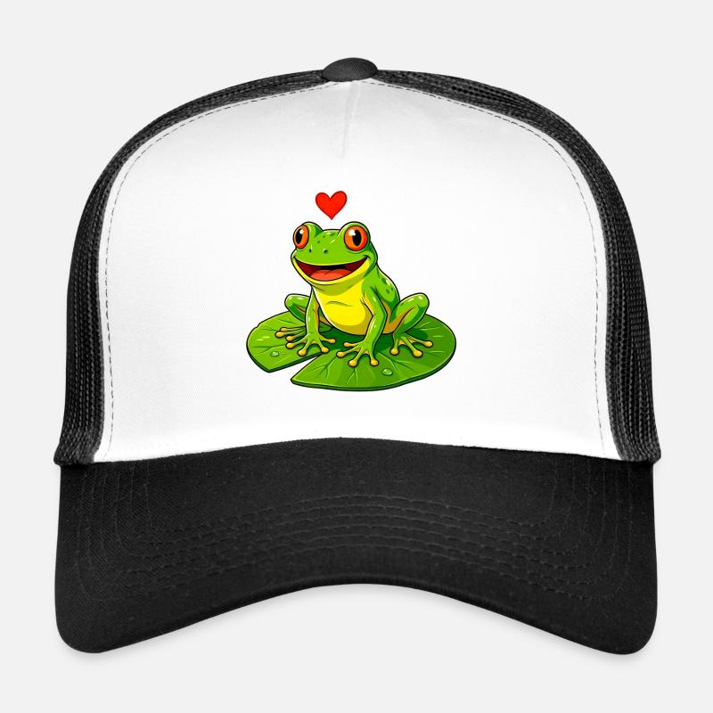 Grenouille avec un coeur sur nénuphar Casquette trucker 