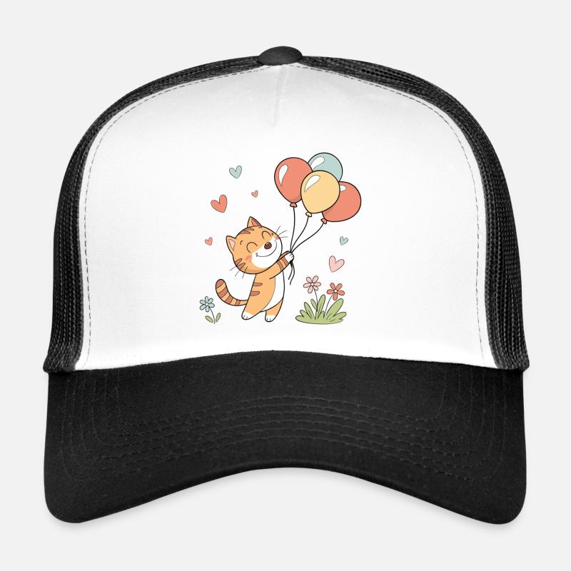 Joyful Kitty with Balloons Trucker Cap