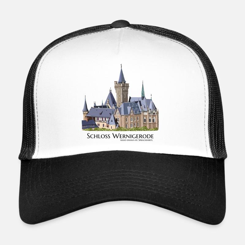 Wernigerode Castle in the Harz Mountains, hand drawing Trucker Cap