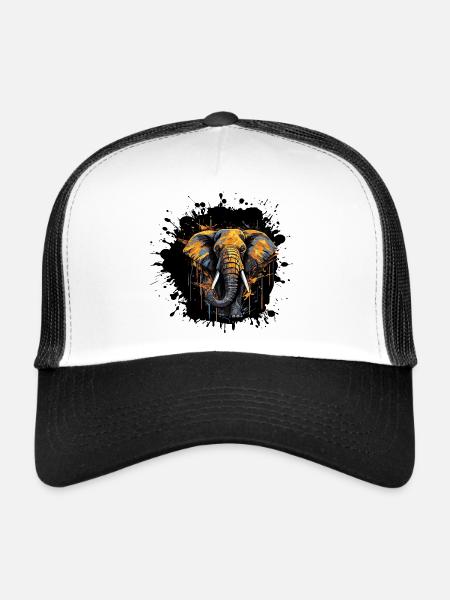 Elephant Splash - Trucker Cap - white/black - Front