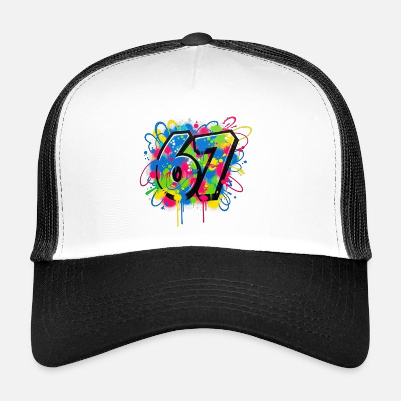 6 7 Cartoon Nummern Meme – Buntes Splash Design Trucker Cap