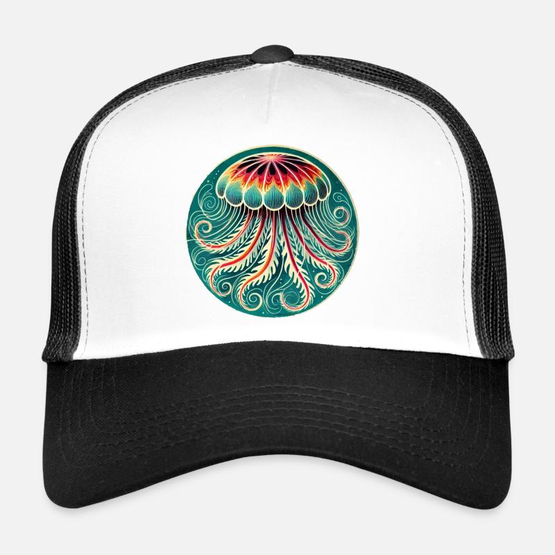 Vibrant Jellyfish Mandala Trucker Cap