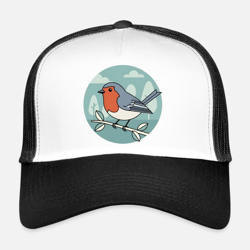 Rotkehlchen - Trucker Cap - Weiß/Schwarz