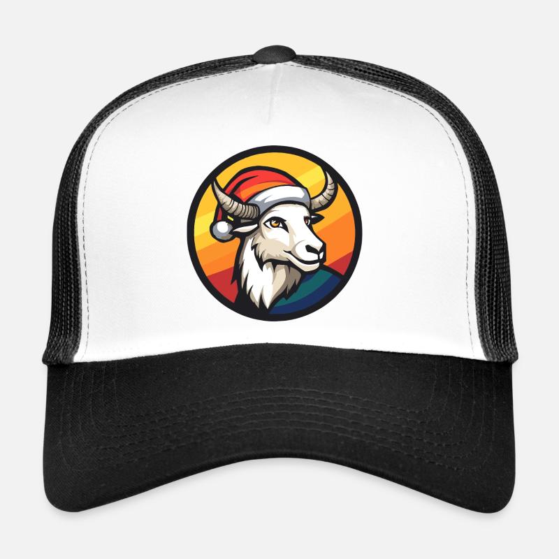 Buck avec un bonnet de Père Noël devant l’arc-en-ciel Casquette trucker 