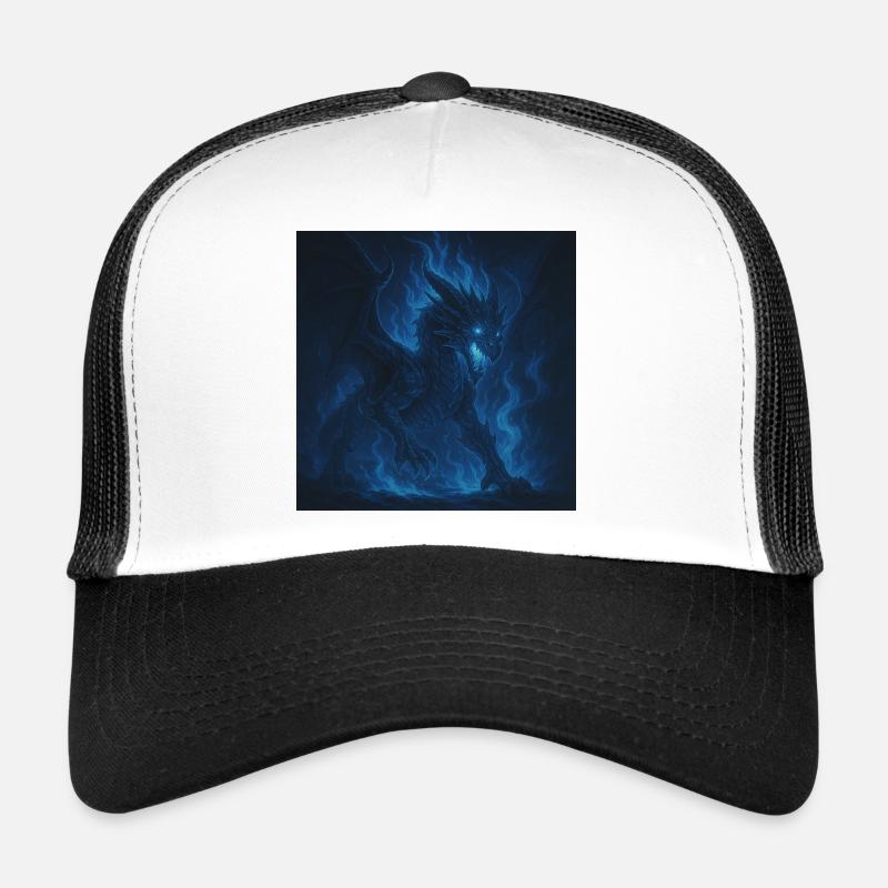 Blauer Feuerdrache im Nachtschatten Trucker Cap