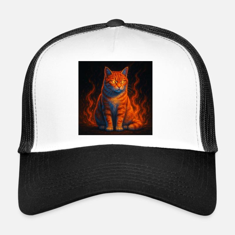 Le regard enflammé du chat de feu Casquette trucker 