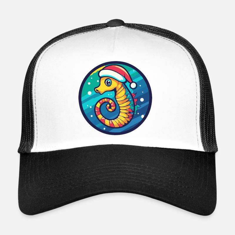 Weihnachts-Seepferdchen - Trucker Cap - Weiß/Schwarz