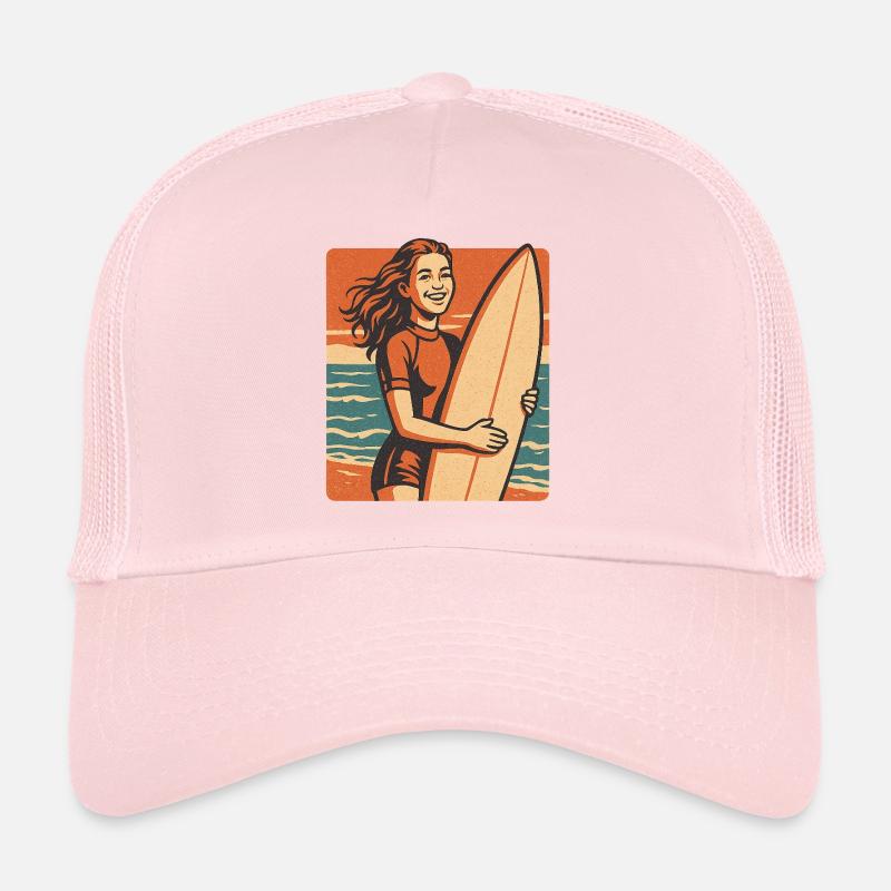 Surfeur rétro au coucher du soleil Casquette trucker 