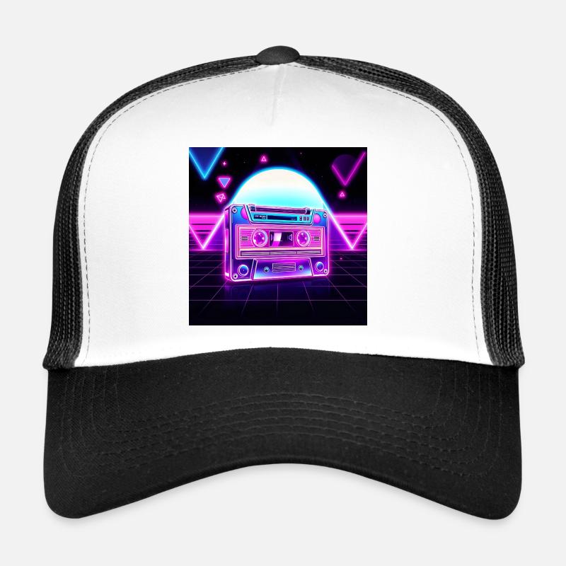 1980 Neon-Kassette - Trucker Cap - Weiß/Schwarz