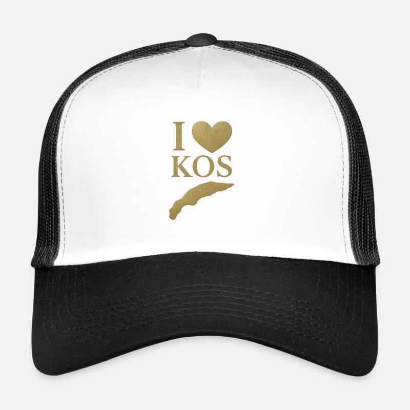 J’adore l’île KOS - Casquette trucker  - blanc/noir