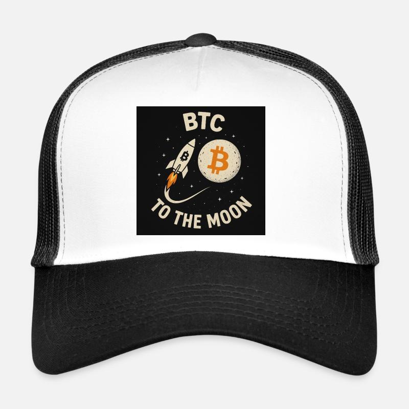 BTC vers la Lune - Casquette trucker  - blanc/noir