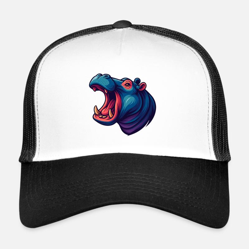 Neon-Hippo mit offener Schnauze Trucker Cap