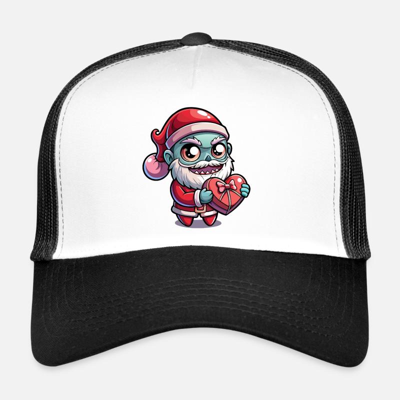 Weihnachtsmann-Zombie mit Herzgeschenk Trucker Cap