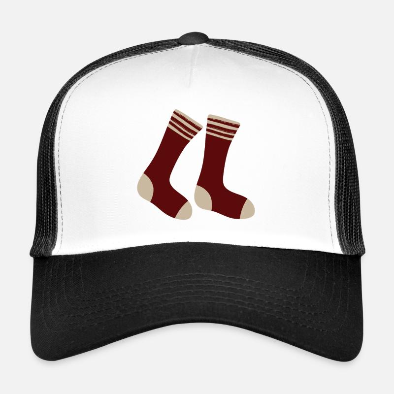 Chaussettes à orteils rayés bordeaux Casquette trucker 