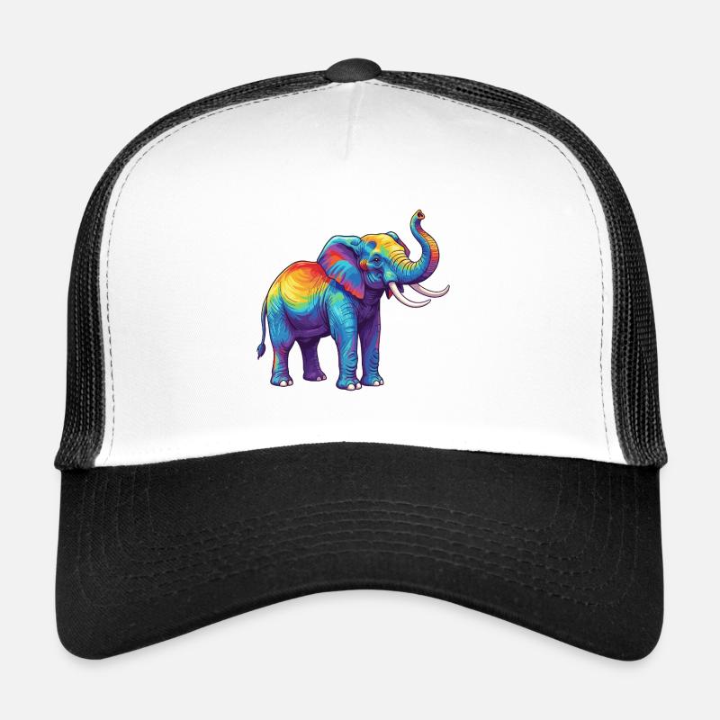 Bunte Elefanten-Regenbogen-Pop-Art-Aquarell Trucker Cap