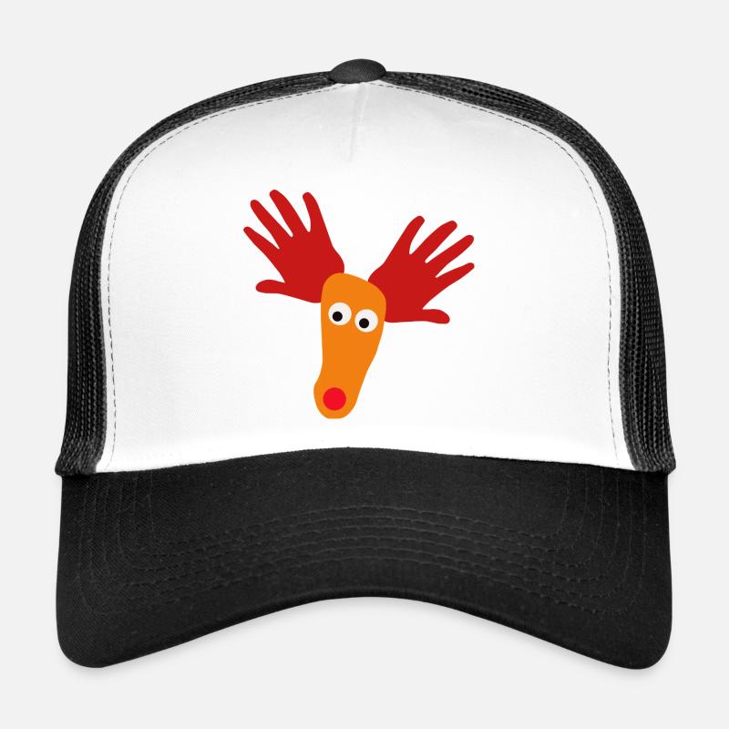 Tête de renne avec museau orange - Casquette trucker - blanc/noir