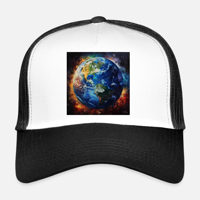Earth in Cosmic Fire Trucker Cap