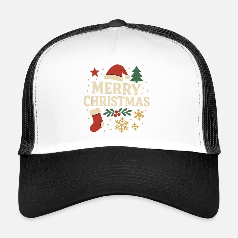 Joyeux Noël Lettres rétro - Casquette trucker  - blanc/noir