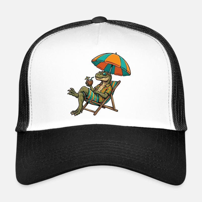 Beach dinosaur in tropical look - Trucker Cap - white/black