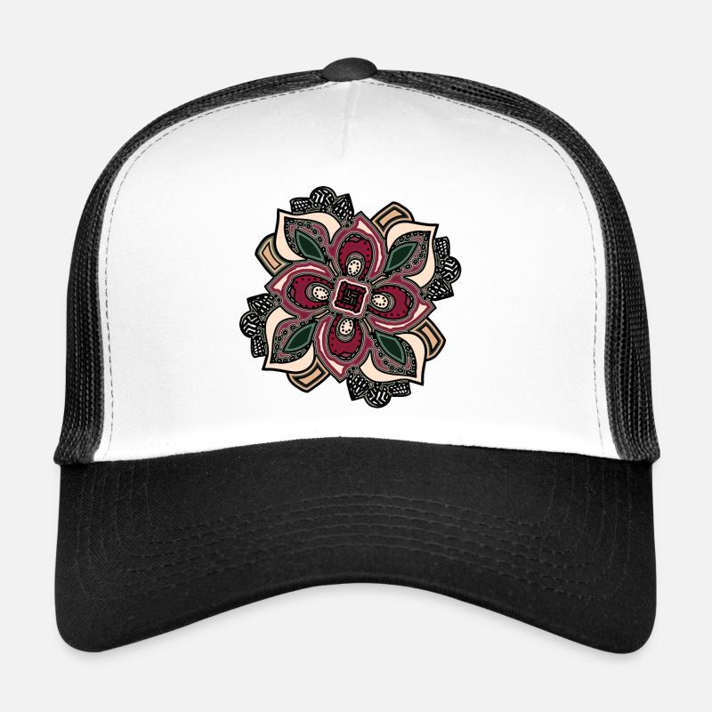 Boho Mandala Blossom Rose Vert Casquette trucker 