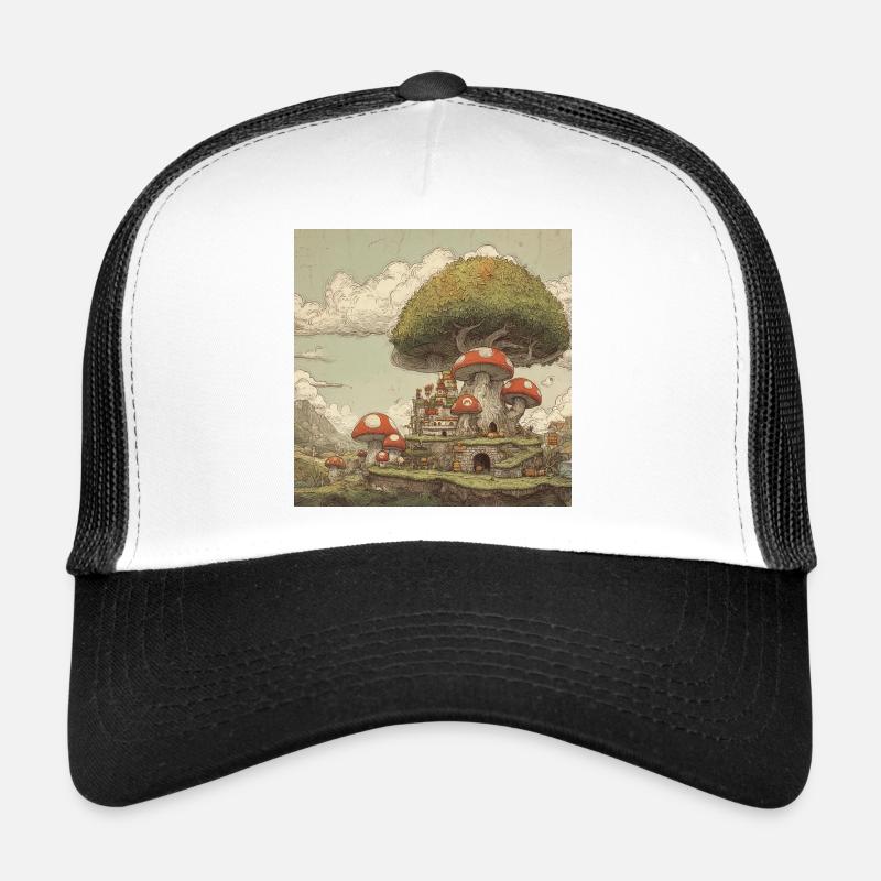 Royaume des Champignons - Casquette trucker  - blanc/noir