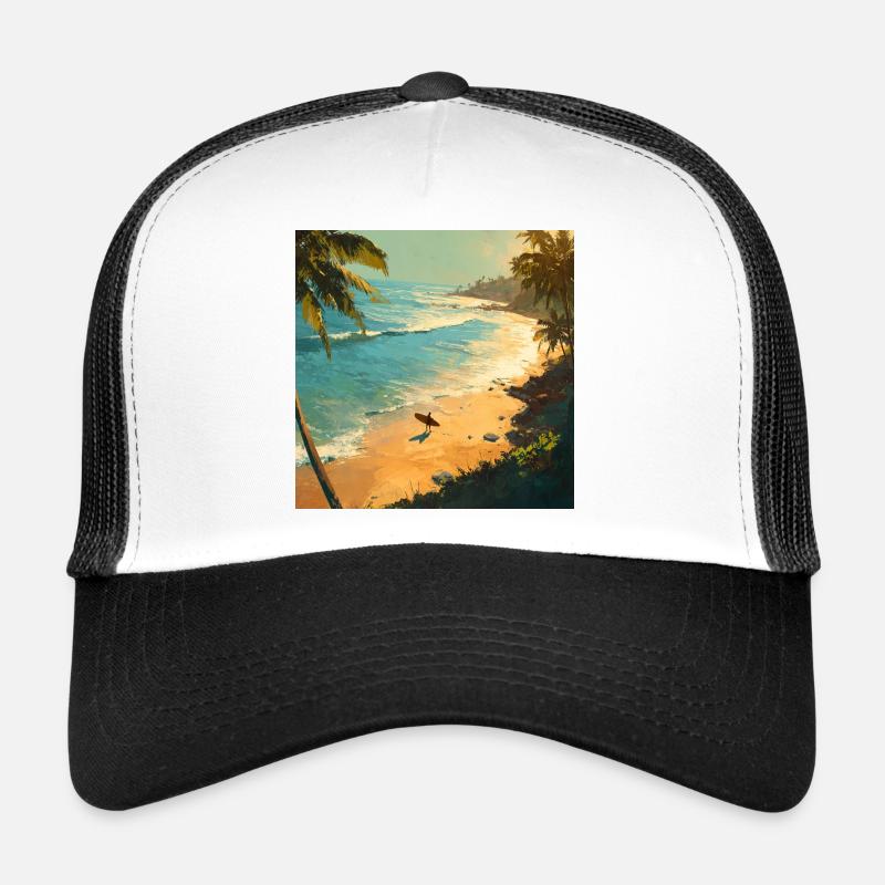 Sunny beach surfers on palm beach - Trucker Cap - white/black