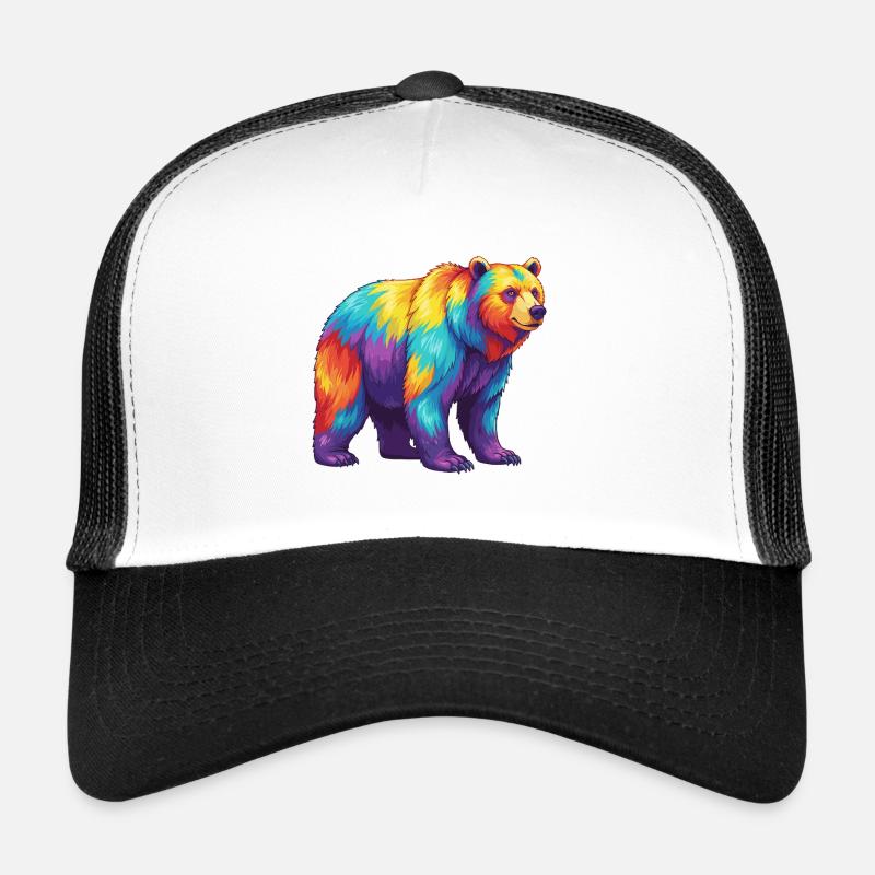 Bunte Bärenregenbogen-Pop-Art-Aquarell Trucker Cap