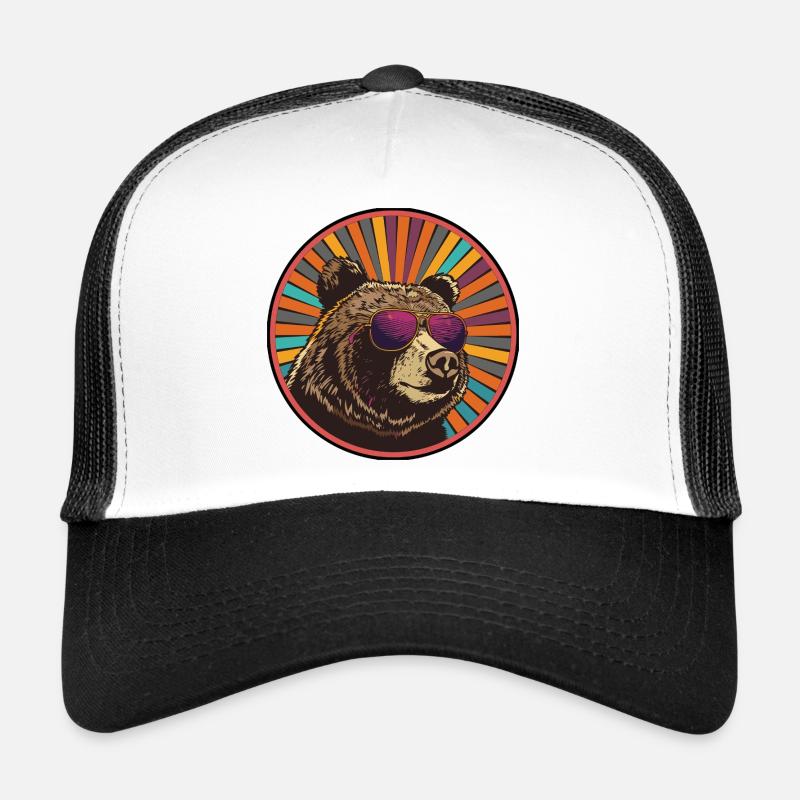 Bear with retro sunglasses Trucker Cap