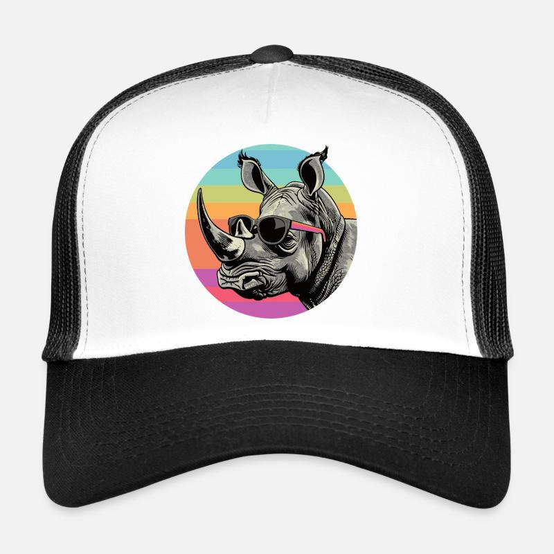 Rhino Retro Regenbogen Trucker Cap
