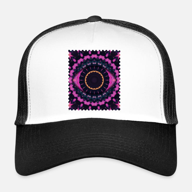 Kaleidoscopic Flower Circle Trucker Cap