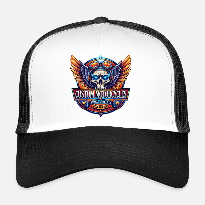 Motorcycle skull with wings logo Trucker Cap