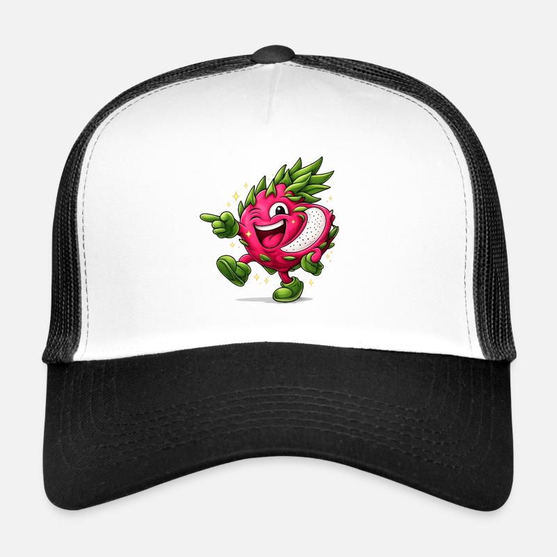 Fraise Dragon Joyeux - Casquette trucker  - blanc/noir