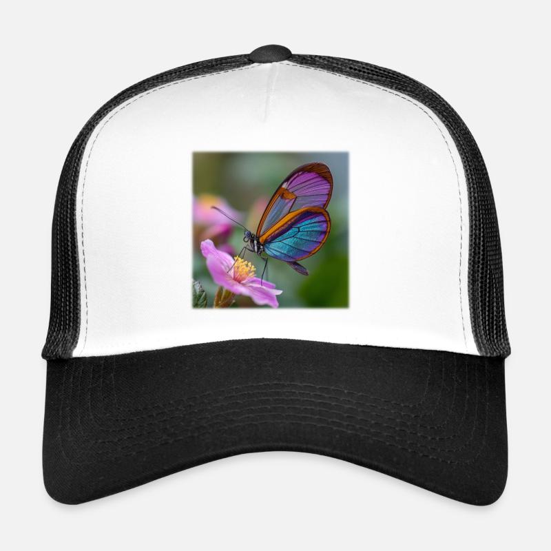 Iridescent butterfly on delicate flower Trucker Cap