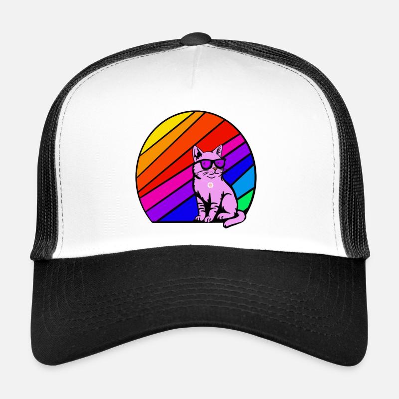 Regenbogenkatze mit Sonnenbrille Trucker Cap
