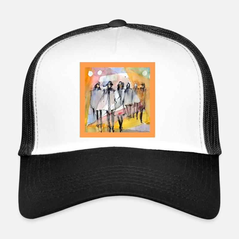 Menschen abstrakt, Aquarell  - Trucker Cap - Weiß/Schwarz