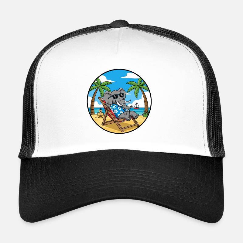 Ambiance estive de vacances à la plage des éléphants Casquette trucker 