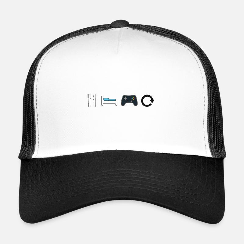 Eat Sleep Game Repeat Trucker Cap