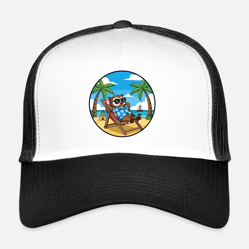 Coole Eulenstrandurlaub-Sommervibes - Trucker Cap - Weiß/Schwarz