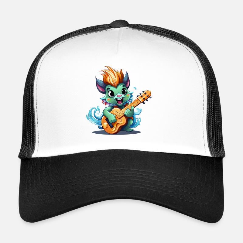 Guitariste créature mythique sur la plage Casquette trucker 