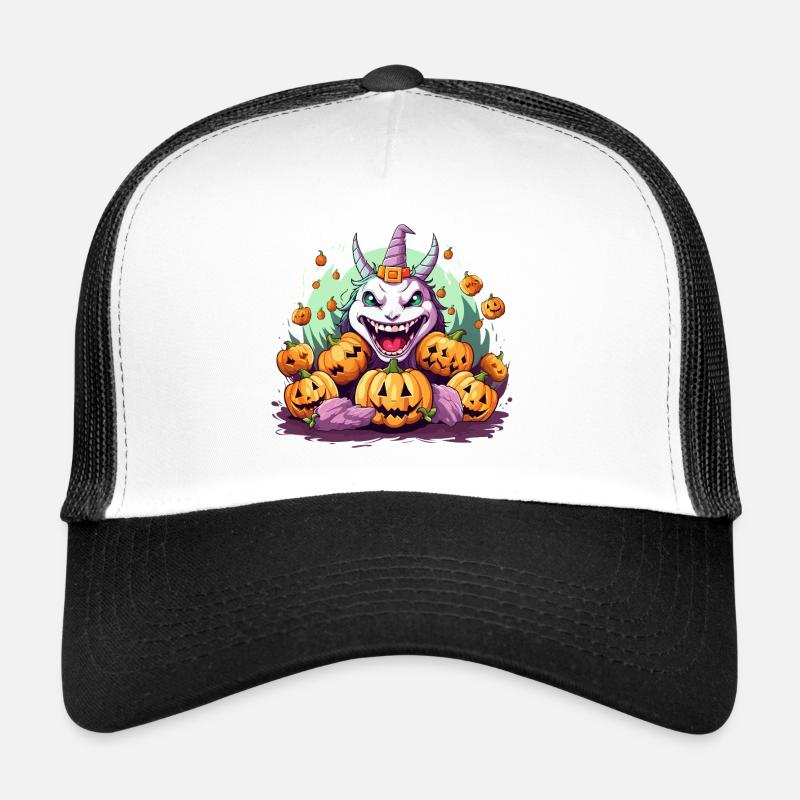 Sorcière d’Halloween avec des citrouilles Casquette trucker 