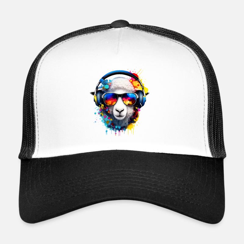 Moutons avec des écouteurs aux couleurs Nebula Casquette trucker 