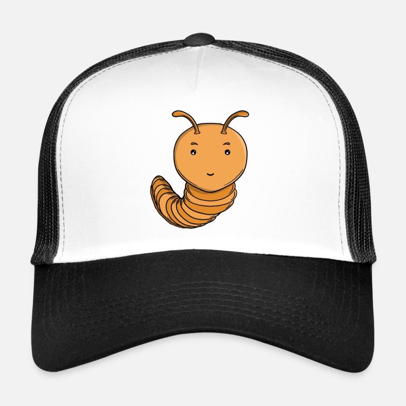 Niedliche lila Tausendfüßler-Happy Kawaii-Raupe Trucker Cap