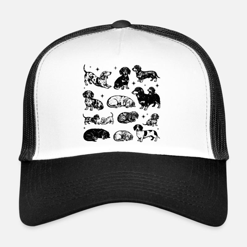 Dachshund Dackel Teckel retro 90s vintage - Trucker Cap - Weiß/Schwarz