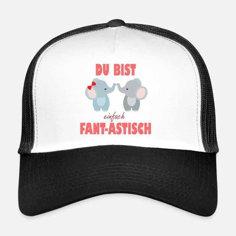 Du Bist Einfach Fantastisch Elefantenfreunde - Trucker Cap - Weiß/Schwarz